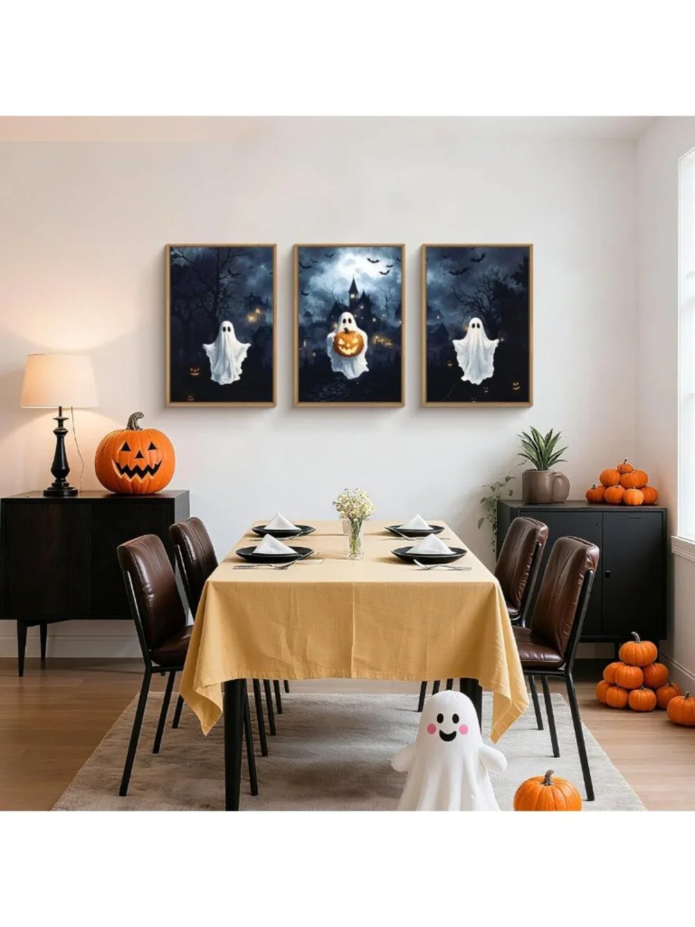 Large Spooky Halloween Framed Canvas Wall Art Set - 3 Piece 16